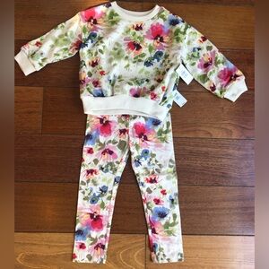 NWT BabyGap Multi-Colored Floral Sz 2T Sweatshirt & Sz 3T Leggimgs